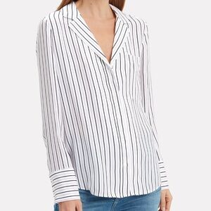 $295 FRAME - 100% Silk Pajama Striped Blouse Button-Up Shirt - Women's XS NWOT